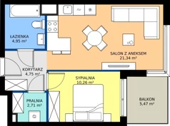 2 pokoje, mieszkanie 44,01 m², piętro 1, oferta nr 1.7, Imperial QUADRA, Kraków, Prądnik Biały, ul. Rybałtowska
