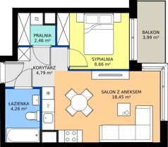 2 pokoje, mieszkanie 38,62 m², piętro 2, oferta nr 1.34, Imperial QUADRA, Kraków, Prądnik Biały, ul. Rybałtowska