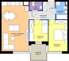 3 pokoje, mieszkanie 66,40 m², piętro 2, oferta nr 1.81, Imperial QUADRA, Kraków, Prądnik Biały, ul. Rybałtowska