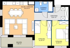 3 pokoje, mieszkanie 60,70 m², piętro 2, oferta nr 1.83, Imperial QUADRA, Kraków, Prądnik Biały, ul. Rybałtowska