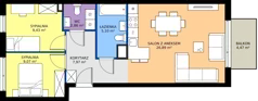 3 pokoje, mieszkanie 61,32 m², piętro 1, oferta nr 1.21, Imperial QUADRA, Kraków, Prądnik Biały, ul. Rybałtowska