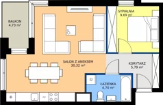 2 pokoje, mieszkanie 50,50 m², piętro 1, oferta nr 1.69, Imperial QUADRA, Kraków, Prądnik Biały, ul. Rybałtowska