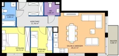 3 pokoje, mieszkanie 67,69 m², piętro 1, oferta nr 1.71, Imperial QUADRA, Kraków, Prądnik Biały, ul. Rybałtowska
