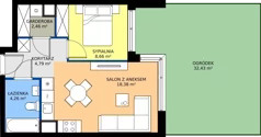 2 pokoje, mieszkanie 38,55 m², parter, oferta nr 1.17, Imperial QUADRA, Kraków, Prądnik Biały, ul. Rybałtowska