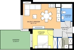 2 pokoje, mieszkanie 43,18 m², parter, oferta nr 1.54, Imperial QUADRA, Kraków, Prądnik Biały, ul. Rybałtowska