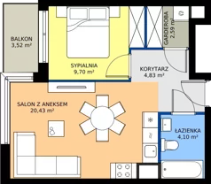 2 pokoje, mieszkanie 41,65 m², piętro 1, oferta nr 1.67, Imperial QUADRA, Kraków, Prądnik Biały, ul. Rybałtowska