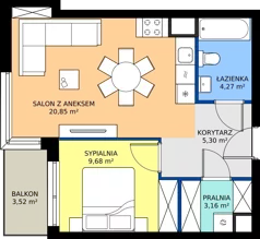 2 pokoje, mieszkanie 43,26 m², piętro 2, oferta nr 1.79, Imperial QUADRA, Kraków, Prądnik Biały, ul. Rybałtowska
