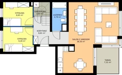 3 pokoje, mieszkanie 72,46 m², piętro 3, oferta nr 1.26, Imperial QUADRA, Kraków, Prądnik Biały, ul. Rybałtowska