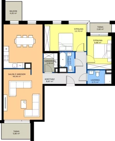 3 pokoje, mieszkanie 86,71 m², piętro 1, oferta nr A.35, Imperial SILO, Kraków, Dębniki, Ruczaj, ul. Kobierzyńska