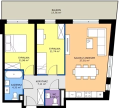 3 pokoje, mieszkanie 64,05 m², piętro 1, oferta nr A.6, Imperial SILO, Kraków, Dębniki, Ruczaj, ul. Kobierzyńska
