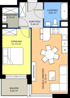 2 pokoje, mieszkanie 46,41 m², piętro 1, oferta nr A.20, Imperial SILO, Kraków, Dębniki, Ruczaj, ul. Kobierzyńska