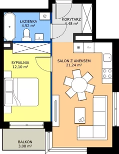 2 pokoje, mieszkanie 42,34 m², piętro 2, oferta nr A.59, Imperial SILO, Kraków, Dębniki, Ruczaj, ul. Kobierzyńska