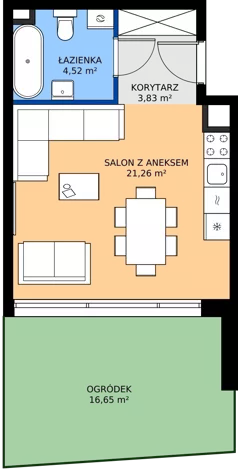 1 pokój, mieszkanie 29,61 m², parter, oferta nr A.4, Imperial SILO, Kraków, Dębniki, Ruczaj, ul. Kobierzyńska