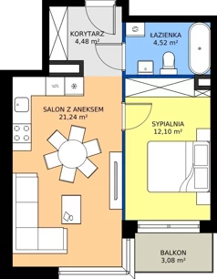 2 pokoje, mieszkanie 42,34 m², piętro 3, oferta nr A.45, Imperial SILO, Kraków, Dębniki, Ruczaj, ul. Kobierzyńska