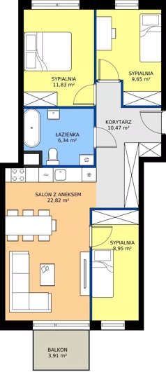 4 pokoje, mieszkanie 70,06 m², piętro 1, oferta nr A.10, Imperial SILO, Kraków, Dębniki, Ruczaj, ul. Kobierzyńska
