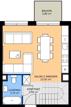 3 pokoje, mieszkanie 65,38 m², piętro 2, oferta nr A.41, Imperial SILO, Kraków, Dębniki, Ruczaj, ul. Kobierzyńska