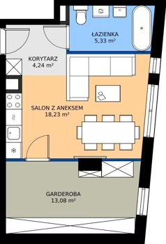 1 pokój, mieszkanie 40,88 m², piętro 1, oferta nr A.7, Imperial SILO, Kraków, Dębniki, Ruczaj, ul. Kobierzyńska