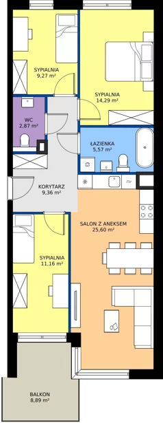 4 pokoje, mieszkanie 78,12 m², piętro 1, oferta nr A.31, Imperial SILO, Kraków, Dębniki, Ruczaj, ul. Kobierzyńska