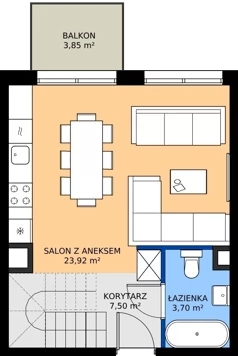 3 pokoje, mieszkanie 65,38 m², piętro 2, oferta nr A.57, Imperial SILO, Kraków, Dębniki, Ruczaj, ul. Kobierzyńska