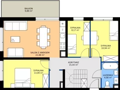 4 pokoje, mieszkanie 74,60 m², piętro 2, oferta nr A.63, Imperial SILO, Kraków, Dębniki, Ruczaj, ul. Kobierzyńska