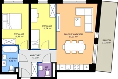 3 pokoje, mieszkanie 64,05 m², parter, oferta nr A.1, Imperial SILO, Kraków, Dębniki, Ruczaj, ul. Kobierzyńska