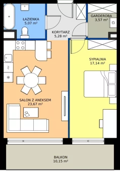 2 pokoje, mieszkanie 54,73 m², piętro 3, oferta nr A.49, Imperial SILO, Kraków, Dębniki, Ruczaj, ul. Kobierzyńska