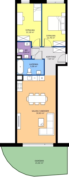 3 pokoje, mieszkanie 73,32 m², parter, oferta nr A.18, Imperial SILO, Kraków, Dębniki, Ruczaj, ul. Kobierzyńska