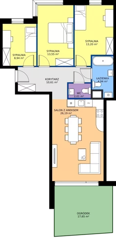 4 pokoje, mieszkanie 79,44 m², parter, oferta nr A.15, Imperial SILO, Kraków, Dębniki, Ruczaj, ul. Kobierzyńska