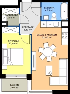 2 pokoje, mieszkanie 45,12 m², piętro 2, oferta nr A.38, Imperial SILO, Kraków, Dębniki, Ruczaj, ul. Kobierzyńska