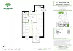 2 pokoje, mieszkanie 44,48 m², piętro 1, oferta nr Nr 47, Greenwood Park , Warszawa, Wesoła, Stara Miłosna, ul. Jeździecka 30