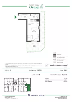 1 pokój, mieszkanie 29,52 m², parter, oferta nr E.0.5, Nowy Świat Ostoja II etap - budynki E, F, G, Gdańsk, Barniewice, ul. Malinowa