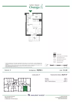 1 pokój, mieszkanie 25,67 m², piętro 1, oferta nr E.1.10, Nowy Świat Ostoja II etap - budynki E, F, G, Gdańsk, Barniewice, ul. Malinowa