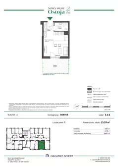 1 pokój, mieszkanie 25,59 m², parter, oferta nr E.0.6, Nowy Świat Ostoja II etap - budynki E, F, G, Gdańsk, Osowa, Barniewice, ul. Malinowa