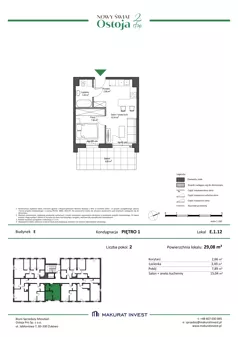 2 pokoje, mieszkanie 29,08 m², piętro 1, oferta nr E.1.12, Nowy Świat Ostoja II etap - budynki E, F, G, Gdańsk, Barniewice, ul. Malinowa