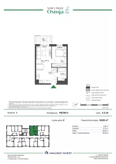 2 pokoje, mieszkanie 34,83 m², piętro 2, oferta nr E.2.16, Nowy Świat Ostoja II etap - budynki E, F, G, Gdańsk, Barniewice, ul. Malinowa
