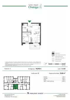 2 pokoje, mieszkanie 29,08 m², piętro 4, oferta nr E.4.39, Nowy Świat Ostoja II etap - budynki E, F, G, Gdańsk, Barniewice, ul. Malinowa