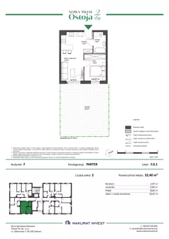 2 pokoje, mieszkanie 32,40 m², parter, oferta nr F.0.1, Nowy Świat Ostoja II etap - budynki E, F, G, Gdańsk, Barniewice, ul. Malinowa