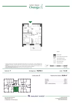 2 pokoje, mieszkanie 29,08 m², piętro 2, oferta nr F.2.18, Nowy Świat Ostoja II etap - budynki E, F, G, Gdańsk, Osowa, Barniewice, ul. Malinowa