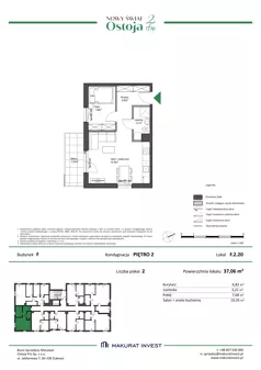 2 pokoje, mieszkanie 37,06 m², piętro 2, oferta nr F.2.20, Nowy Świat Ostoja II etap - budynki E, F, G, Gdańsk, Barniewice, ul. Malinowa