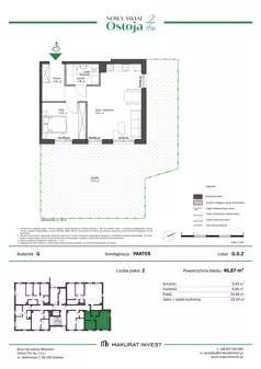 2 pokoje, mieszkanie 46,87 m², parter, oferta nr G.0.2, Nowy Świat Ostoja II etap - budynki E, F, G, Gdańsk, Barniewice, ul. Malinowa