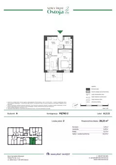 2 pokoje, mieszkanie 28,22 m², piętro 2, oferta nr A.2.11, Nowy Świat Ostoja II etap, Gdańsk, Barniewice, ul. Malinowa