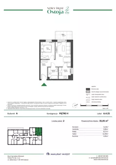 2 pokoje, mieszkanie 35,05 m², piętro 4, oferta nr A.4.25, Nowy Świat Ostoja II etap, Gdańsk, Barniewice, ul. Malinowa