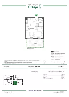 2 pokoje, mieszkanie 31,81 m², parter, oferta nr C.0.5, Nowy Świat Ostoja II etap, Gdańsk, Barniewice, ul. Malinowa
