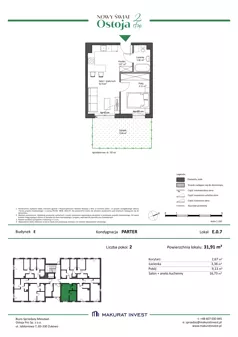 2 pokoje, mieszkanie 31,91 m², parter, oferta nr E.0.7, Nowy Świat Ostoja II etap - budynki E, F, G, Gdańsk, Osowa, Barniewice, ul. Malinowa
