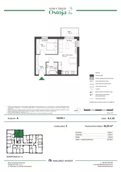 2 pokoje, mieszkanie 42,25 m², piętro 1, oferta nr A.1.16, Nowy Świat Ostoja III etap, Gdańsk, Osowa, Barniewice, ul. Malinowa