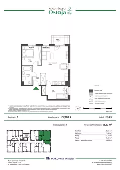 3 pokoje, mieszkanie 61,62 m², piętro 3, oferta nr F.3.23, Nowy Świat Ostoja II etap - budynki E, F, G, Gdańsk, Osowa, Barniewice, ul. Malinowa