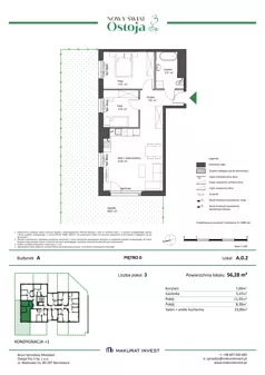3 pokoje, mieszkanie 56,28 m², parter, oferta nr A.0.2, Nowy Świat Ostoja III etap, Gdańsk, Osowa, Barniewice, ul. Malinowa