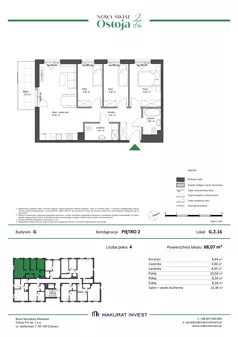 4 pokoje, mieszkanie 68,07 m², piętro 2, oferta nr G.2.16, Nowy Świat Ostoja II etap - budynki E, F, G, Gdańsk, Barniewice, ul. Malinowa
