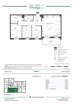 4 pokoje, mieszkanie 87,58 m², piętro 1, oferta nr A.1.13, Nowy Świat Ostoja III etap, Gdańsk, Osowa, Barniewice, ul. Malinowa