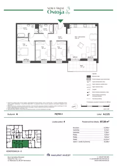 4 pokoje, mieszkanie 87,58 m², piętro 2, oferta nr A.2.21, Nowy Świat Ostoja III etap, Gdańsk, Osowa, Barniewice, ul. Malinowa